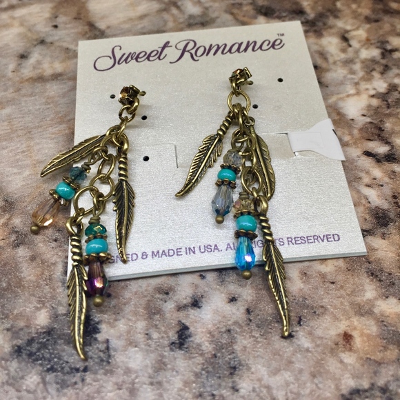 Sweet Romance Feathers & Beads Earrings - Picture 2 of 4